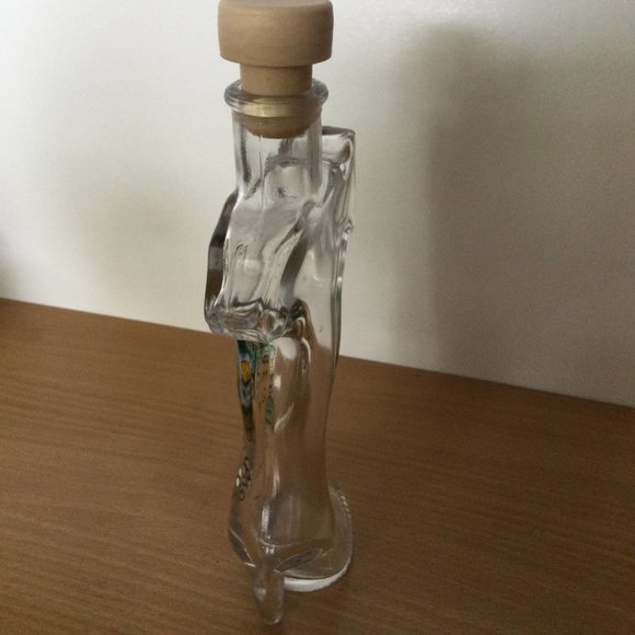 Hand painted glass leg shaped high heel boot bottle with stopper home decoration - Picture 2 of 7